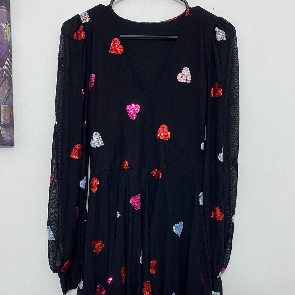 Black Milk Clothing I Heart Sequins Black Sheer Romance Dress SAMPLE